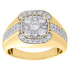 14K Yellow Gold Genuine Diamond Cluster Statement Pinky Ring 14mm Band 1.50 CT.