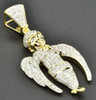 Genuine Diamond Mini Angel Pendant 10K Yellow Gold 1.96 Inch Charm 0.55 Ct.