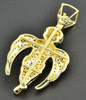 Genuine Diamond Mini Angel Pendant 10K Yellow Gold 1.96 Inch Charm 0.55 Ct.