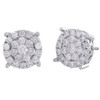 14K White Gold Real Round Diamond 4 Prong Cluster Stud 12mm Mens Earrings 2 CT.