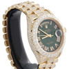 18K Gold 36mm Rolex President Day-Date 18038 Diamond Watch Green Dial 15.11 CT.