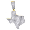 10K Yellow Gold Diamond Texas Map Pendant 1.30" The Lone Star State Charm 1/2 CT