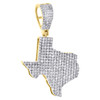 10K Yellow Gold Diamond Texas Map Pendant 1.30" The Lone Star State Charm 1/2 CT