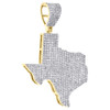 10K Yellow Gold Diamond Texas Map Pendant 1.5" The Lone Star State Charm 0.90 CT