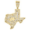 10K Yellow Gold Diamond Texas Map Pendant 1.5" The Lone Star State Charm 0.90 CT