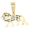 10K Yellow Gold Real Diamond Walking Lion Full Body Pendant 0.90" Charm 0.30 CT.