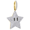 10K Yellow Gold Black Diamond Puff Dome Mini Star Pendant 1" Unisex Charm 1/3 CT