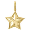 10K Yellow Gold Black Diamond Puff Dome Mini Star Pendant 1" Unisex Charm 1/3 CT