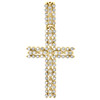 10K Yellow Gold Real Diamond Statement Cross Pendant 1.75" Prong Set Charm 1 CT.