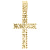 10K Yellow Gold Real Diamond Statement Cross Pendant 1.75" Prong Set Charm 1 CT.