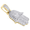 10K Yellow Gold Real Diamond Hamsa Hand Pendant 1.25" Mini Pave Charm 0.55 CT.