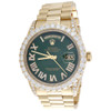 Rolex President Day-Date 18038 Diamond Watch 18K Gold 36mm Green Roman 6.21 CT.