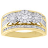 14K Yellow Gold Three Stone Cluster Diamond Engagement Ring Flower Set 1 CT.