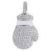 Diamond Boxing Gloves Pendant Mens 10K White Gold Round Pave 3D Charm 1.20 Ct.