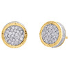 10K Yellow Gold Diamond 3D Fluted Round Cluster Studs 9mm Pave Earrings 0.50 CT.