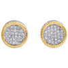 10K Yellow Gold Diamond 3D Fluted Round Cluster Studs 9mm Pave Earrings 0.50 CT.