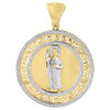 Diamond Jesus Medallion Pendant 10K Yellow Gold Round Greek Key Charm 0.83 Tcw.