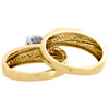 10K Yellow Gold Diamond Trio Set Matching Flower Engagement Ring & Band 1/2 Ct.