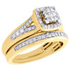 10K Yellow Gold Diamond Trio Set Matching Square Engagement Ring & Band 3/4 Ct.