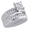 14K White Gold Diamond Trio Set Matching Solitaire Engagement Ring & Band 3/4 Ct