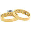 14K Yellow Gold Diamond Trio Set Matching Flower Engagement Ring & Band 0.88 Ct.