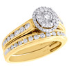 14K Yellow Gold Solitaire Diamond Trio Set Halo Engagement Ring + Band 1.63 Ct.