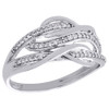 10K White Gold Diamond Interlocking Swirl Right Hand Cocktail Ring 1/6 Ct.