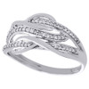 10K White Gold Diamond Interlocking Swirl Right Hand Cocktail Ring 1/6 Ct.