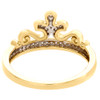 10K Yellow Gold 1 Row Diamond Queen's Crown Right Hand Cocktail Ring 1/10 Ct.