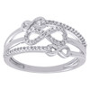 10K White Gold Diamond Triple Infinity Love Right Hand Cocktail Ring 1/6 Ct.