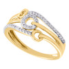 10K Yellow Gold Diamond Interlocked Cirlces Right Hand Cocktail Ring 1/8 Ct.