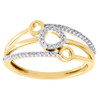 10K Yellow Gold Ladies Diamond Triple Circle Right Hand Cocktail Ring 1/8 Ct.