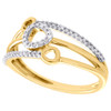 10K Yellow Gold Ladies Diamond Triple Circle Right Hand Cocktail Ring 1/8 Ct.