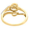 10K Yellow Gold Diamond Interlocked Triple Leaf Right Hand Cocktail Ring 1/10 Ct