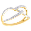 10K Yellow Gold Diamond Bypass Criss Cross Right Hand Cocktail Ring 1/5 Ct.