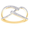 10K Yellow Gold Diamond Bypass Criss Cross Right Hand Cocktail Ring 1/5 Ct.