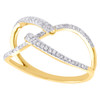 10K Yellow Gold Diamond Bypass Criss Cross Right Hand Cocktail Ring 1/5 Ct.