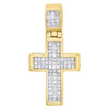 10K Yellow Gold Real Princess Cut Diamond Mini Cross Pendant 1" Charm 0.60 ct.