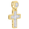 10K Yellow Gold Real Princess Cut Diamond Mini Cross Pendant 1" Charm 0.60 ct.