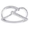 10K White Gold Diamond Bypass Criss Cross Right Hand Cocktail Ring 1/5 Ct.