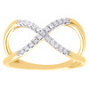 10K Yellow Gold Ladies Diamond Criss Cross Right Hand Cocktail Ring 1/6 Ct.