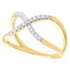 10K Yellow Gold Ladies Diamond Criss Cross Right Hand Cocktail Ring 1/6 Ct.