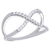 10K White Gold Ladies Diamond Criss Cross Right Hand Cocktail Ring 1/6 Ct.