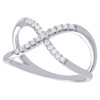 10K White Gold Ladies Diamond Criss Cross Right Hand Cocktail Ring 1/6 Ct.