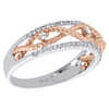 10K Two Tone Gold Diamond Rose Infinity Swirl Right Hand Cocktail Ring 1/4 Ct.