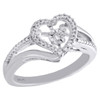 10K White Gold Dancing Diamond Love Heart Right Hand Cocktail Ring 1/10 Ct.