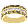 14K Yellow Gold Channel Set Round Diamond Greek Key Wedding Band 9mm Ring 1 CT.