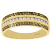 14K Yellow Gold Channel Set Round Diamond Greek Key Wedding Band 7mm Ring 1/4 CT