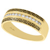 14K Yellow Gold Channel Set Round Diamond Greek Key Wedding Band 7mm Ring 1/4 CT