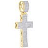 10K Yellow Gold Round & Princess Diamond Cross Pendant 2" Concave Charm 1.62 ct.